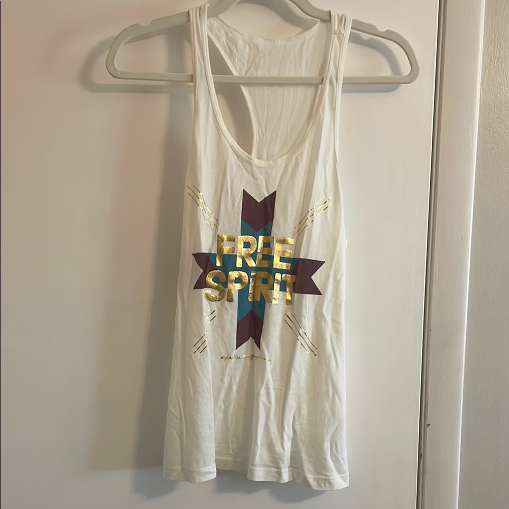 Spiritual Gangster NWOT Muscle Tank Top with Gold Metallic Free Spirit
